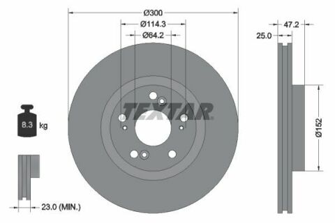 Диск тормозной (передний) Honda Accord VII 03-08 (300x25) PRO