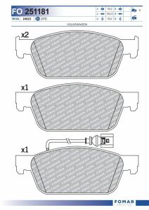 Комплект тормозных колодок, дисковый тормоз