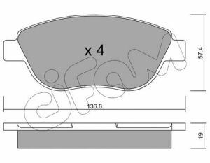 Гальмівні дискові колодки 307 01-, Citroen Berlingo, Fiat Doblo PEUGEOT