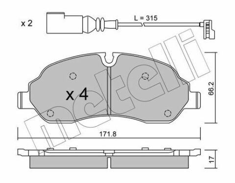 Колодки гальмівні (передні) Ford Tourneo Custom/Transit Custom/Transit V363 12- (+датчики) (спарка)