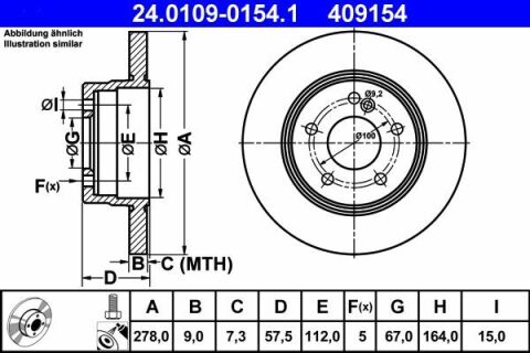 Диск тормозной (задний) MB C-class (W204) 07-14 (278x9) (с покрытием) (полный)