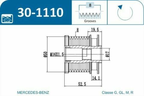 Шкив генератора MB Sprinter 906/Vito (W639) CDI 06-