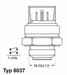 Датчик увімкнення вентилятора VW T4 2.4D 90-98 (87-76/81-70°С) (3 конт.)