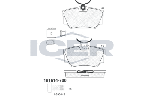 Колодки гальмівні (задні) VW T4 90-03 R15 (+датчик)