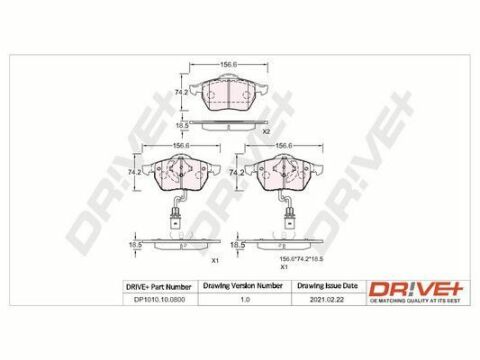 DP1010.10.0800 Drive+ - Гальмівні колодки до дисків