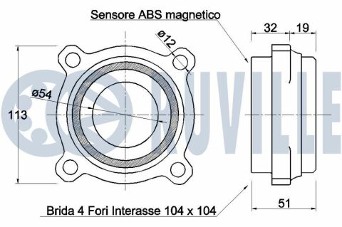 Подшипник передней ступицы с датчиком abs land cruiser prado 3,0-4,4 03-