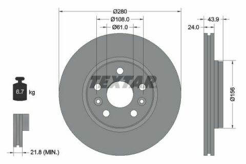 Диск тормозной (передний) Renault Kangoo 08-(280x24) PRO