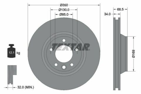 Диск тормозной (передний) Audi Q7 06-15/Porsche Cayenne 02-/VW Touareg 02-10 (350x34) (R) PRO+