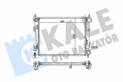 KALE HYUNDAI Радиатор охлаждения i20,Solaris,Kia Rio III 1.1/1.6CRDi 08-