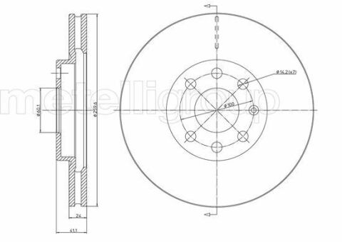 Диск тормозной (передний) Opel Combo 01-11/Corsa C 00-09/Meriva A 03-10 (260.5x24) (с укр.) (вент.)