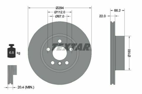 Диск тормозной (передний) BMW 3 (G20/G80/G28) 19-(294x22) PRO+ B47/B48