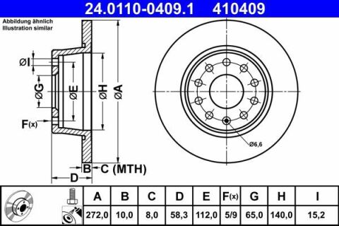 Диск тормозной (задний) Audi Q2 16-/Seat Ateca 16-/VW Golf 08-(272x10) (с покрытием) (полный)