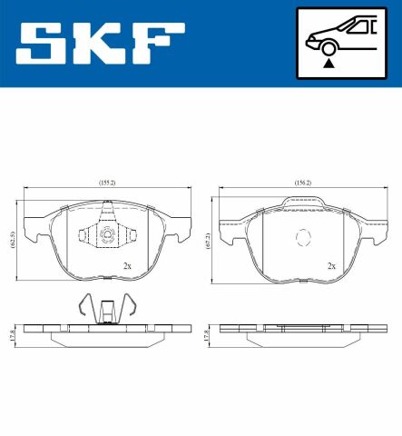 Тормозные колодки перед. ford focus ii, c-max mazda 3 volvo