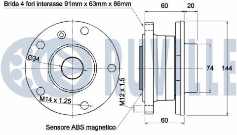 RUVILLE BMW Підшипник передньої маточини X5 E70 07-.