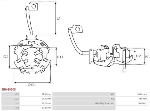 Щеткодержатель стартера Chrysler Gand Voyager/Jeep Cherokee/Wrangler 3.2/3.6 11-