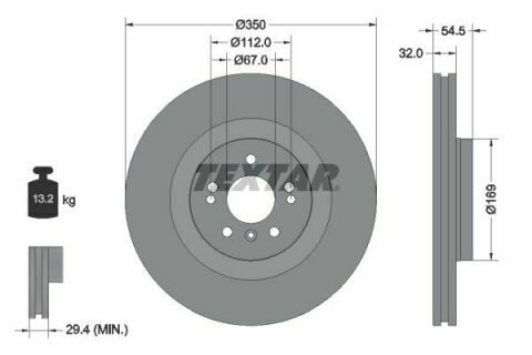 Диск гальмівний (передній) MB M-class (W164)/R-class (W251)05- (350x32) PRO+