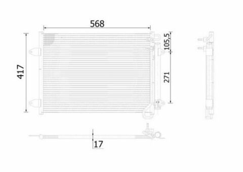 Радіатор кондиціонера VW CC/Passat 1.4-3.6 07-16 (417x568x17)