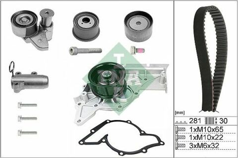 Комплект ГРМ + помпа Audi A4/A6/A8 3.0 00-06 (281x30)
