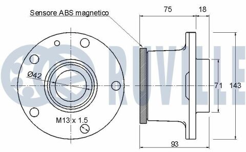 RUVILLE FIAT Підшипник маточини зад. Jumper 06-, Ducato, Boxer