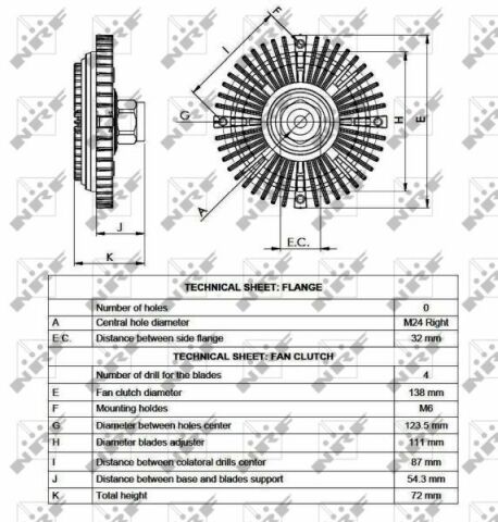 Муфта вентилятора Ford Transit 2.4DI 00-06 Муфта вентилятора Ford Transit 2.4DI 00-06
