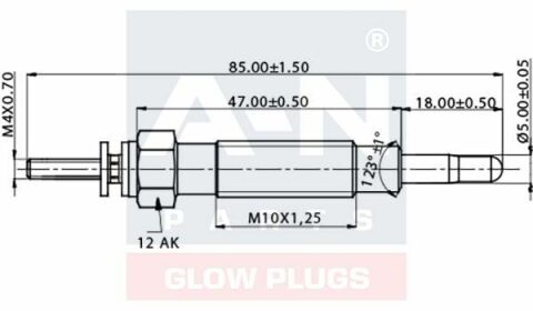 Свеча накаливания (двойная спираль) 11V L=82mm 2,0/2,5d: Galant, Lancer, Pajero, L200/400 MITSUBISHI