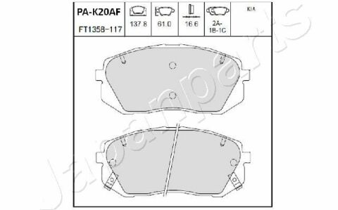 JAPANPARTS KIA Гальмівні колодки передн. Carens III, Sportage, Hyundai ix35,55 05-