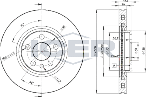 Диск тормозной (передний) Citroen Jumper/Jumpy/Peugeot 806/Expert 94-06 (281x26) (с покр.) (вент.)