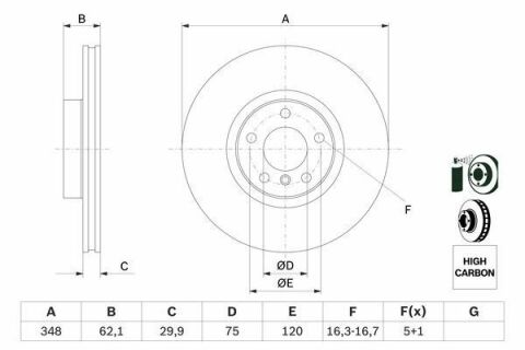 Диск гальмівний (передній) BMW X5 (E70/F15/F85)/X6 (E71/E72/F16/F86) 07- (348x29.9) M57/N52/N55/N57