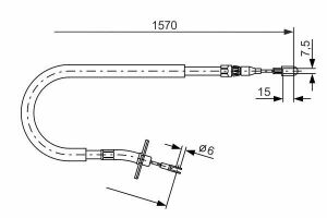 BOSCH DB Трос ручного тормоза SPRINTER 97 1565 1390 лев.