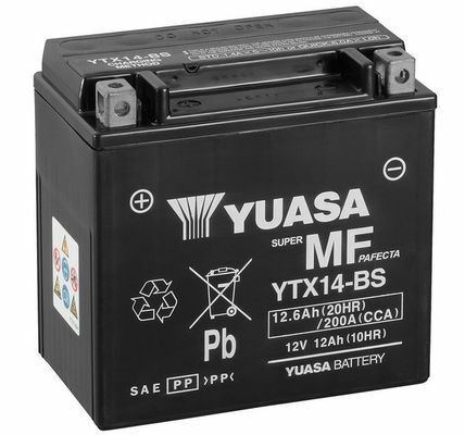 МОТО Yuasa 12V 12,6Ah MF VRLA Battery YTX14-BS(сухозаряженный)