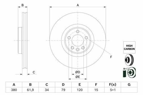 Диск тормозной (передний) Land Rover Range Rover 09-(380x34) (с покрытием) (вентилированный)