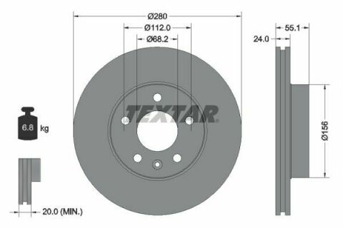 Диск гальмівний (передній) VW T4 2.5TDI 90-03 (280x24) (R15) PRO+