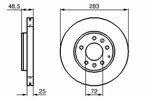 Диск тормозной (передний) Mazda 6 02-08 (282.5х25) (вентилированный)