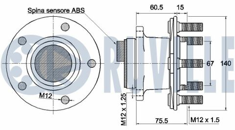 RUVILLE MITSUBISHI Комплект задн. ступицы колеса c  ABS Outlander,Lancer 08-