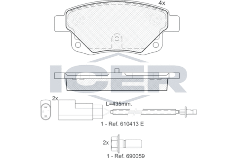 Тормозные колодки (задние) Ford Transit V347 06-14 (+датчики)