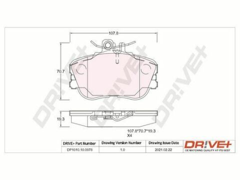 DP1010.10.0978 Drive+ - Гальмівні колодки до дисків