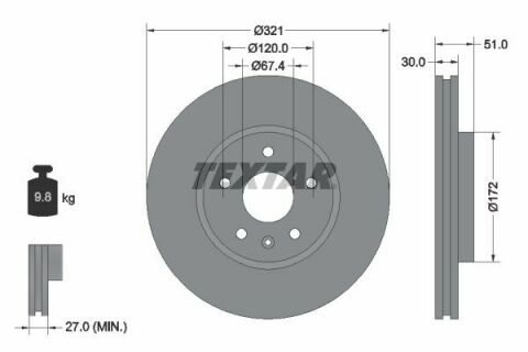 Диск тормозной (передний) Opel Insignia A 08- (321x30) PRO+