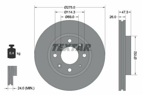 Диск тормозной (передний) Kia Cerato1.6-2.0 CRDI 04- (275x26)