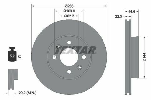 Диск гальмівний (передній) Hyundai Accent III 05-/Kia Rio II 05-12 (256x22) PRO