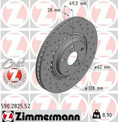 Диск тормозной (передний) Toyota Rav 4 12-/Lexus RX/NX 08- (328x28)(с покрытием) (вент) (с отверстиями)