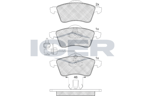 Колодки тормозные (передние) VW T4 90-03 R15 (+датчик)