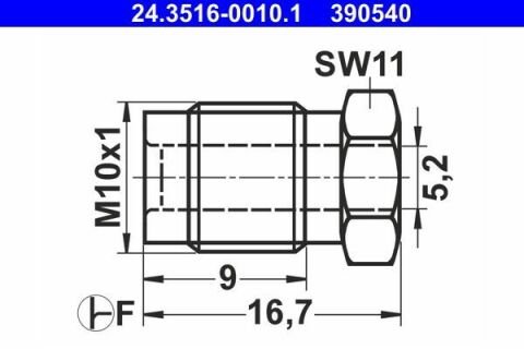 З'єднувач трубки гальмівний (M10x1/11x16.7/d=5.0)