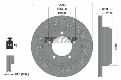 Диск тормозной (задний) Porsche 718/Boxster/Cayman 2.0-3.4 04- (299x20) PRO