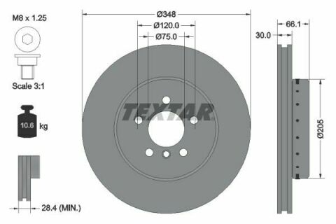 Диск гальмівний (передній) BMW 5 (F10/F11)/6 (F06/F13) 09- (348x30) PRO+