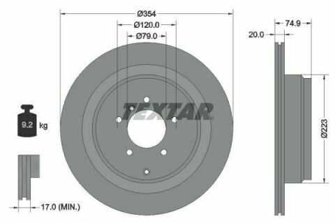 Диск гальмівний (задній) Land Rover Discovery III 04-09/Range Rover 02-12 (354x20) PRO