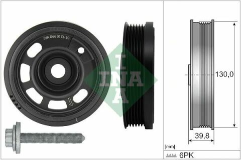 Шкив коленвала Skoda Fabia/Rapid/VW Polo 1.0 TSI 14- (6PK) +болт