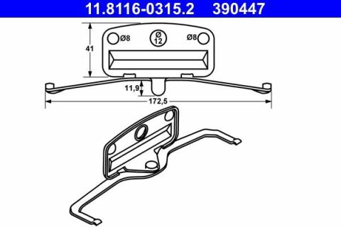 Планка супорта (переднього) притискна (к-кт) BMW 7 (E65/E66/E67) 01-08 (Ate)