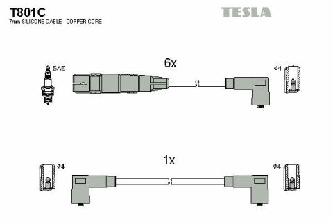 Кабель зажигания к-кт TESLA VW Golf, Vento, Passat 91-98 2,8 VR6