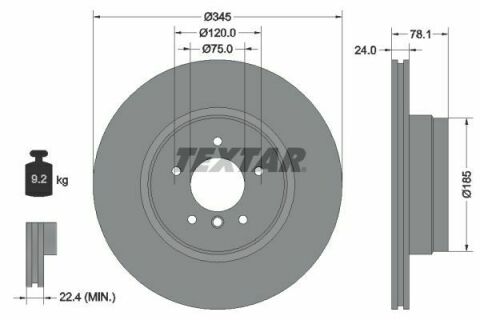 Диск тормозной (задний) BMW X5 (E70/F15/F85)/X6 (E71,E72,F16) 06- (345x24) PRO+