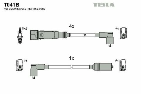 Кабель зажигания к-кт TESLA Skoda Octavia 96-00 1,6 AEE